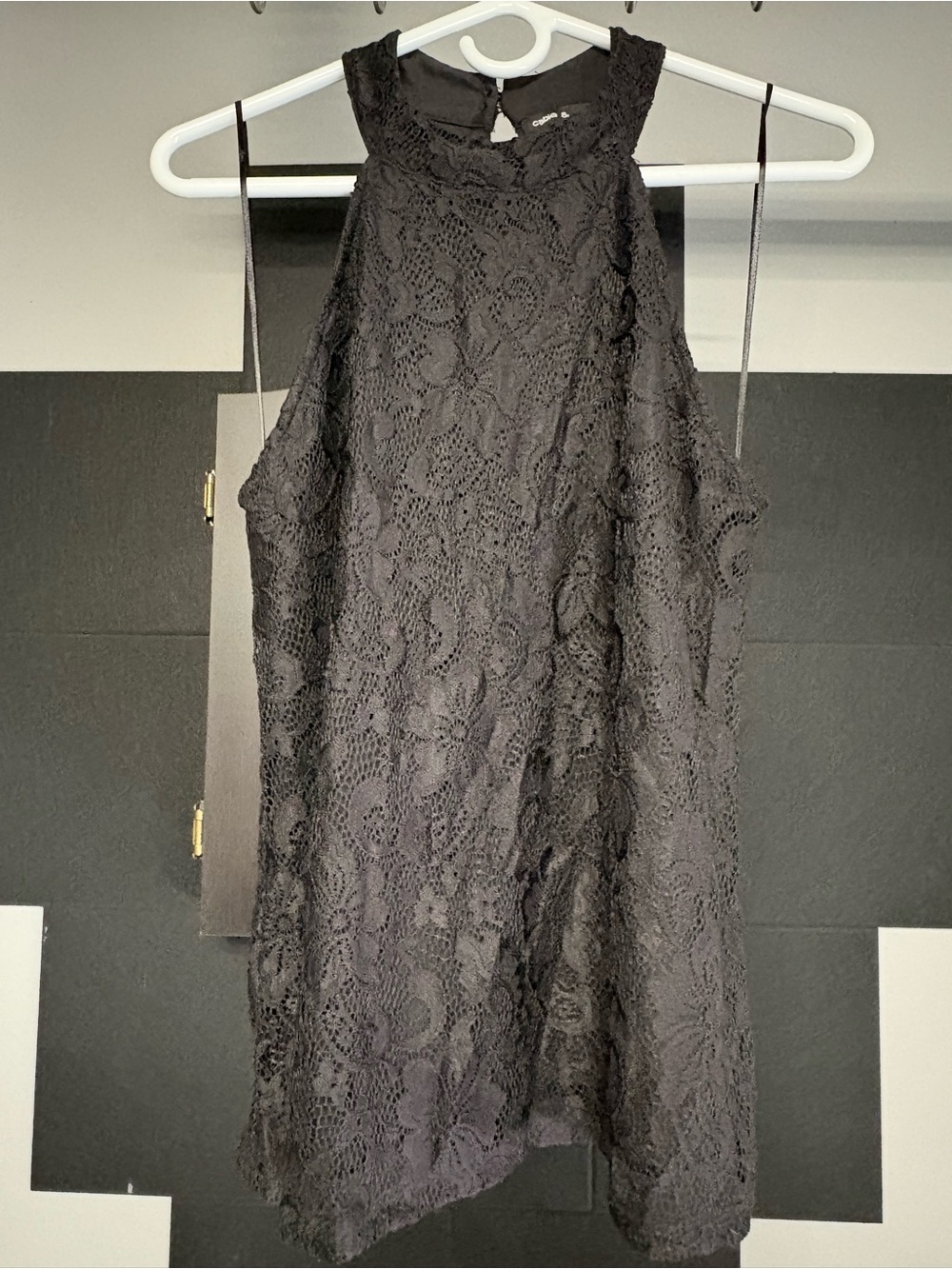 Cable & Gauge Black Lace Halter-Style Mini Dress
